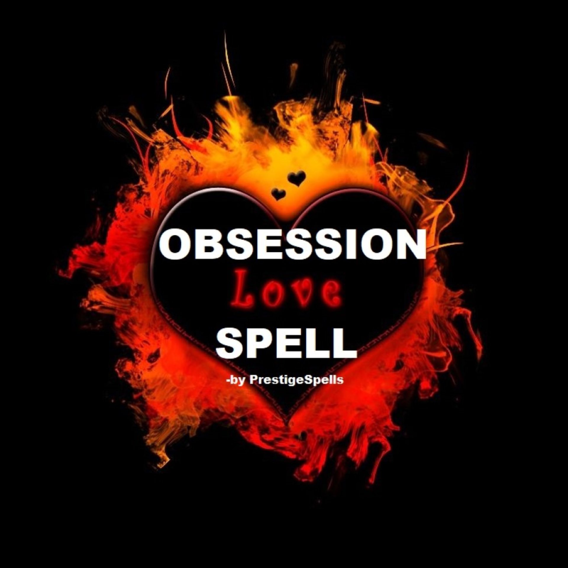 large black heart with orange fire and flames behind it